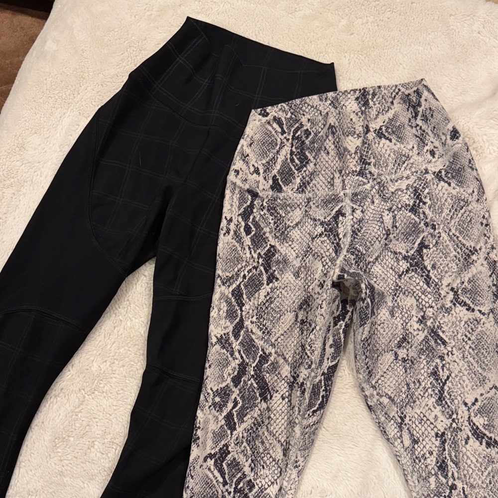 ALO Yoga Black and Snake Print Leggings TWO FOR ONE!!!!! BIG DEAL!!